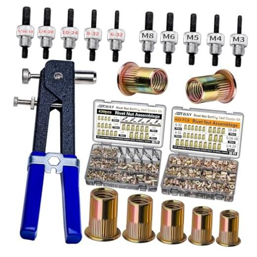 SAE & Metric Nut Nut Set 860 PCS - SAE Nut Kit (5/16-20, 1/4-20, 10-24)