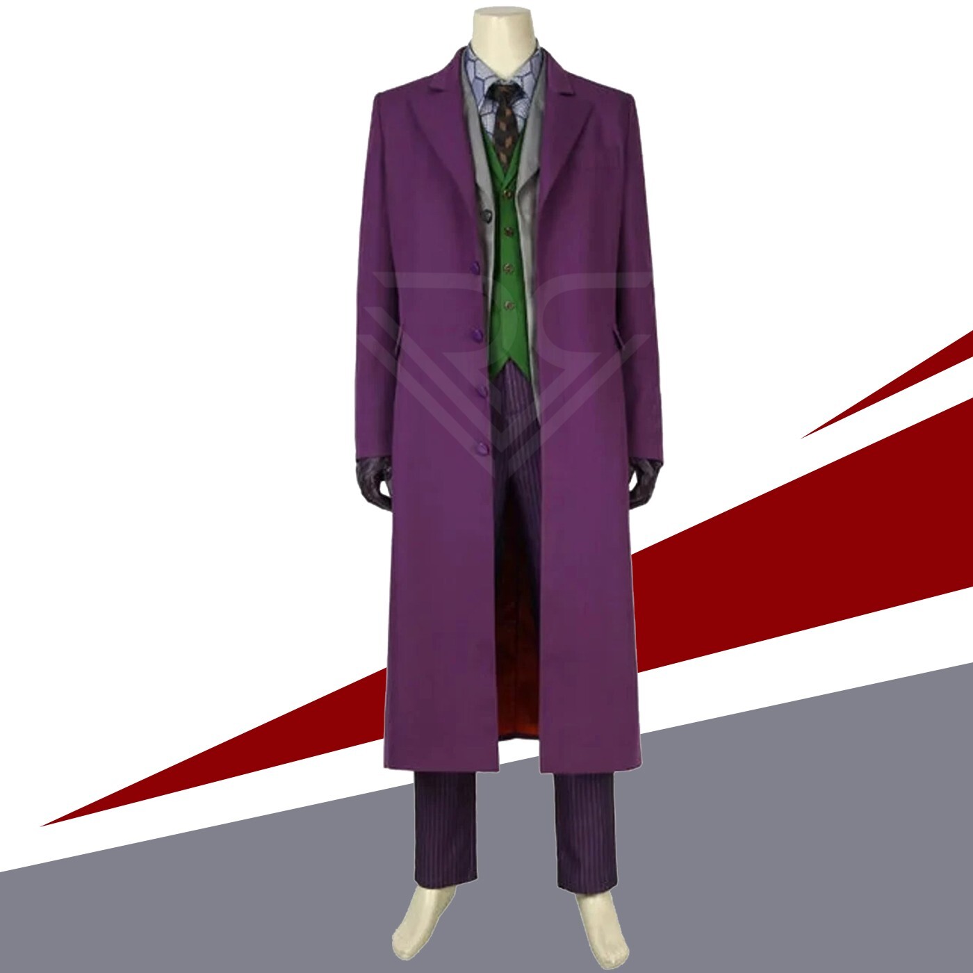 Gothic Purple Long Coat | Joker Inspired Men's Dark Cosplay Halloween Outfit