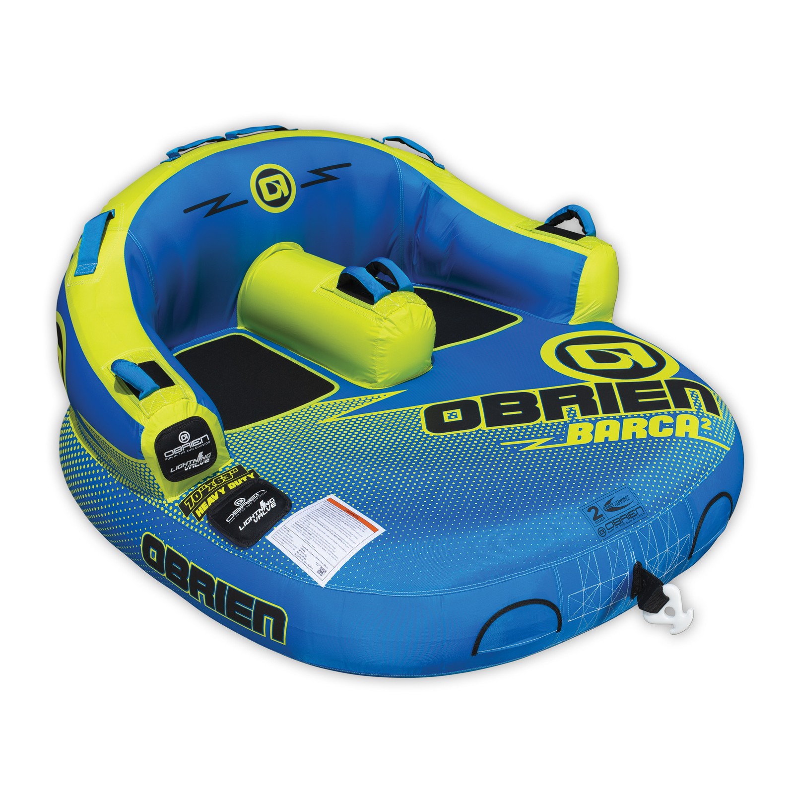 O'Brian Barca 2 Inflatable Towable Water Tube, 1-2 Riders, Blue (Open Box)