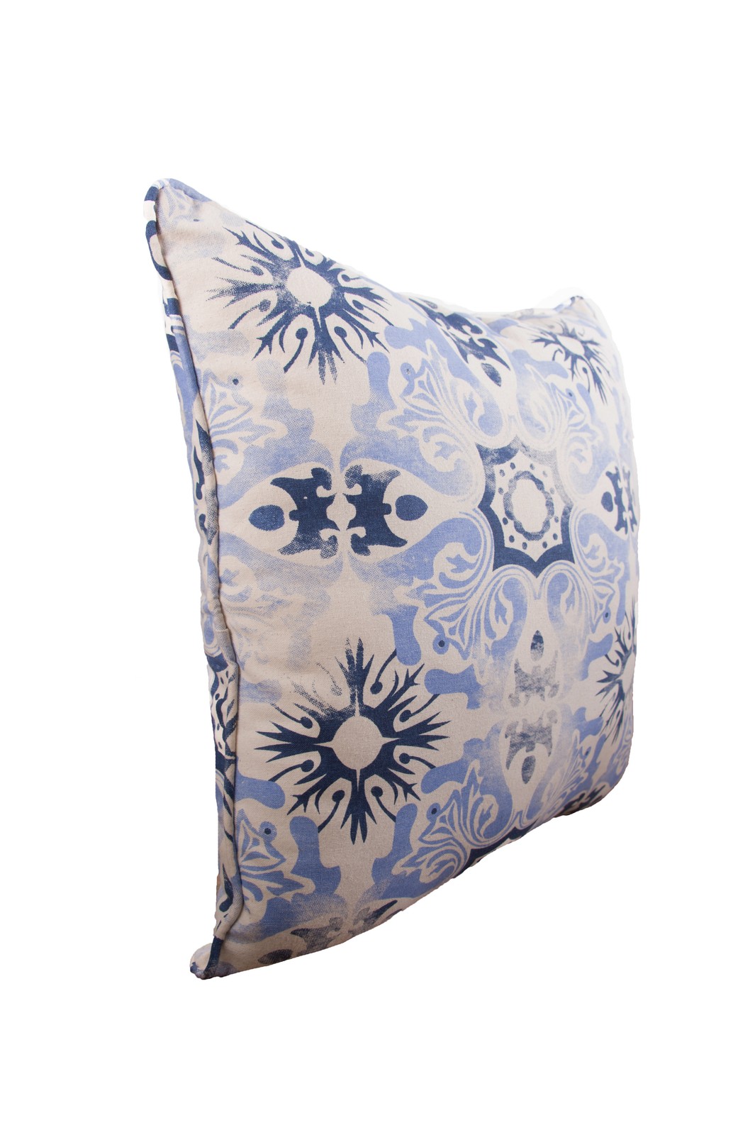 Blue Tile Woven Throw Pillow, 18" x 18"