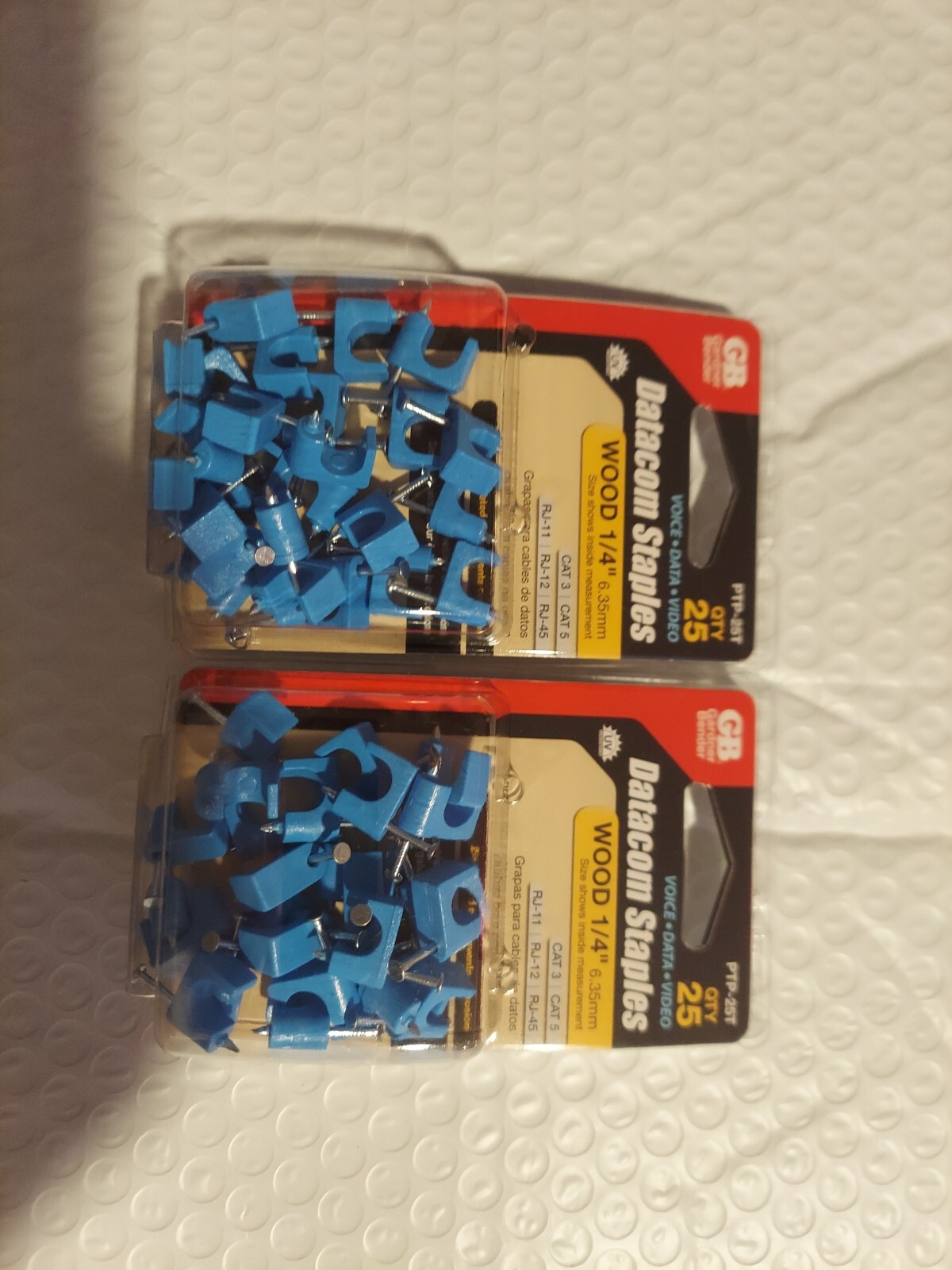 50- GB DATACOM STAPLES wood 1/4" Cat 3 Cat 5 RJ-11 RJ-12 RJ-45