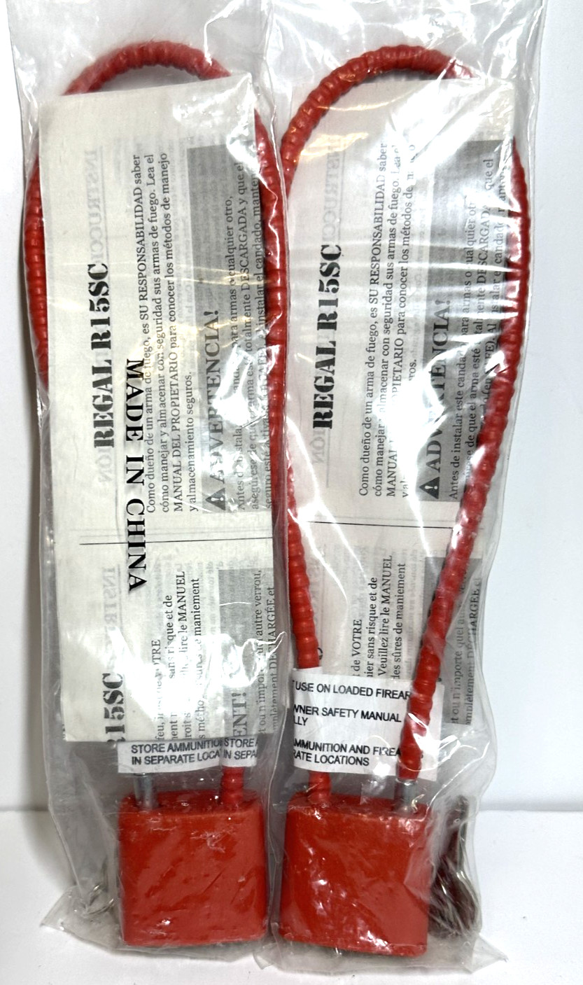 Regal Firearm Gun Safety Cable Lock Brand R15SC 15" - 2 Locks, w/2 Keys Each NEW