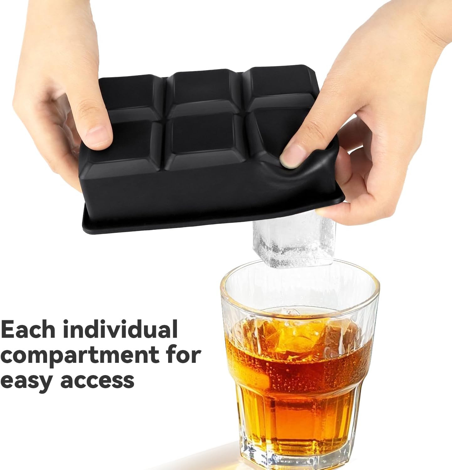 Large Ice Cube Tray with Lids Big Square Silicone Freezer Mold 2inch Huge Cube