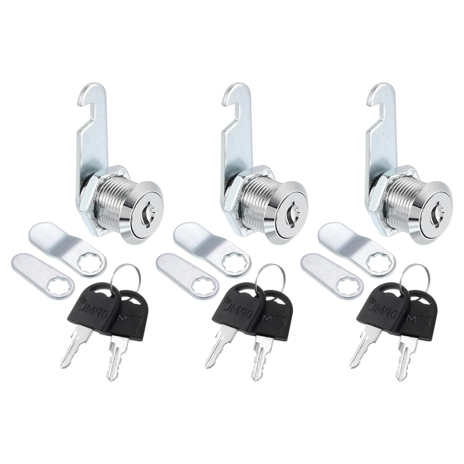 3/4" Cabinet Cam Locks, 3 Pack Keyed Alike Cam Locks Set Zinc Alloy Storage L...