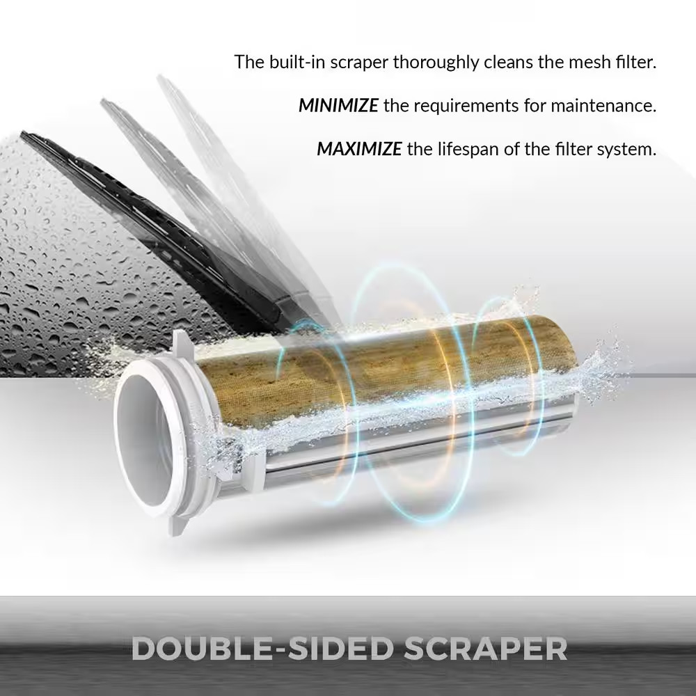 Reusable Spin down Sediment Water Filter 100 Micron with Scraper and 360 Head