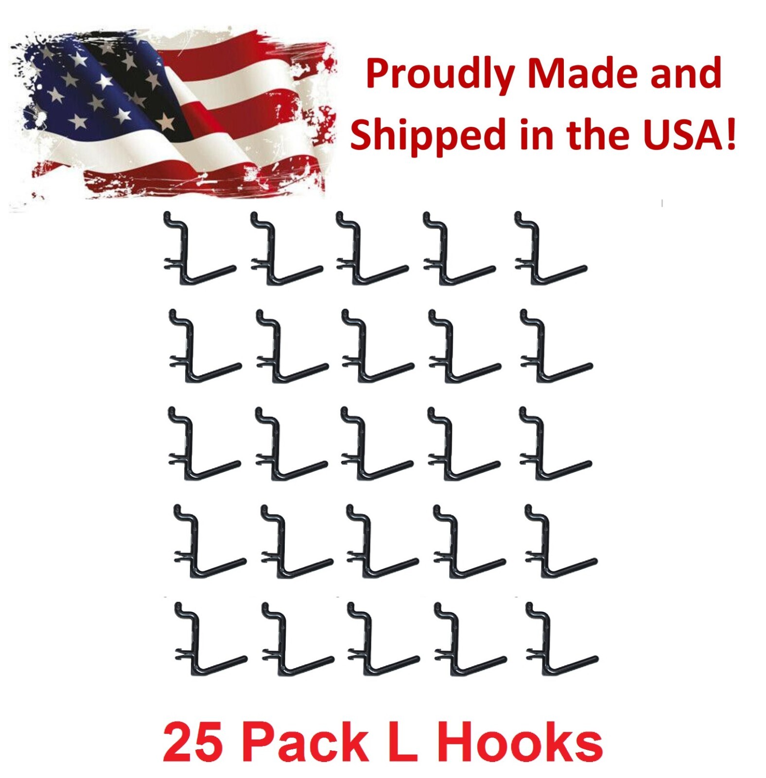 Plastic Black L Style Pegboard Hook Kit - 25 Pack Tool PEGBOARD NOT INCLUDED