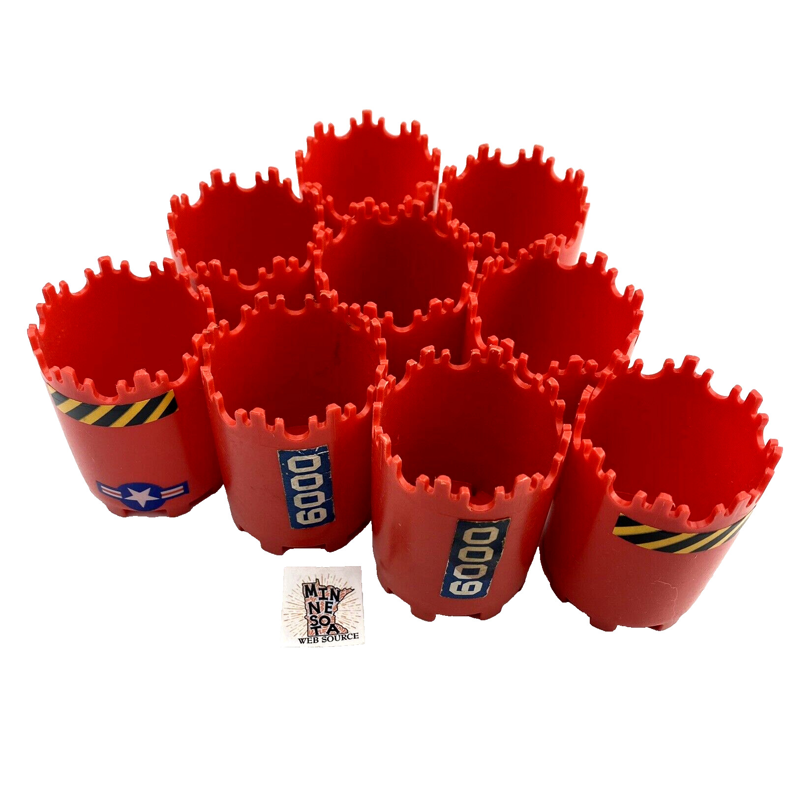 9 Vtg Construx Red Large Cylinders by Fisher Price - Replacement Parts