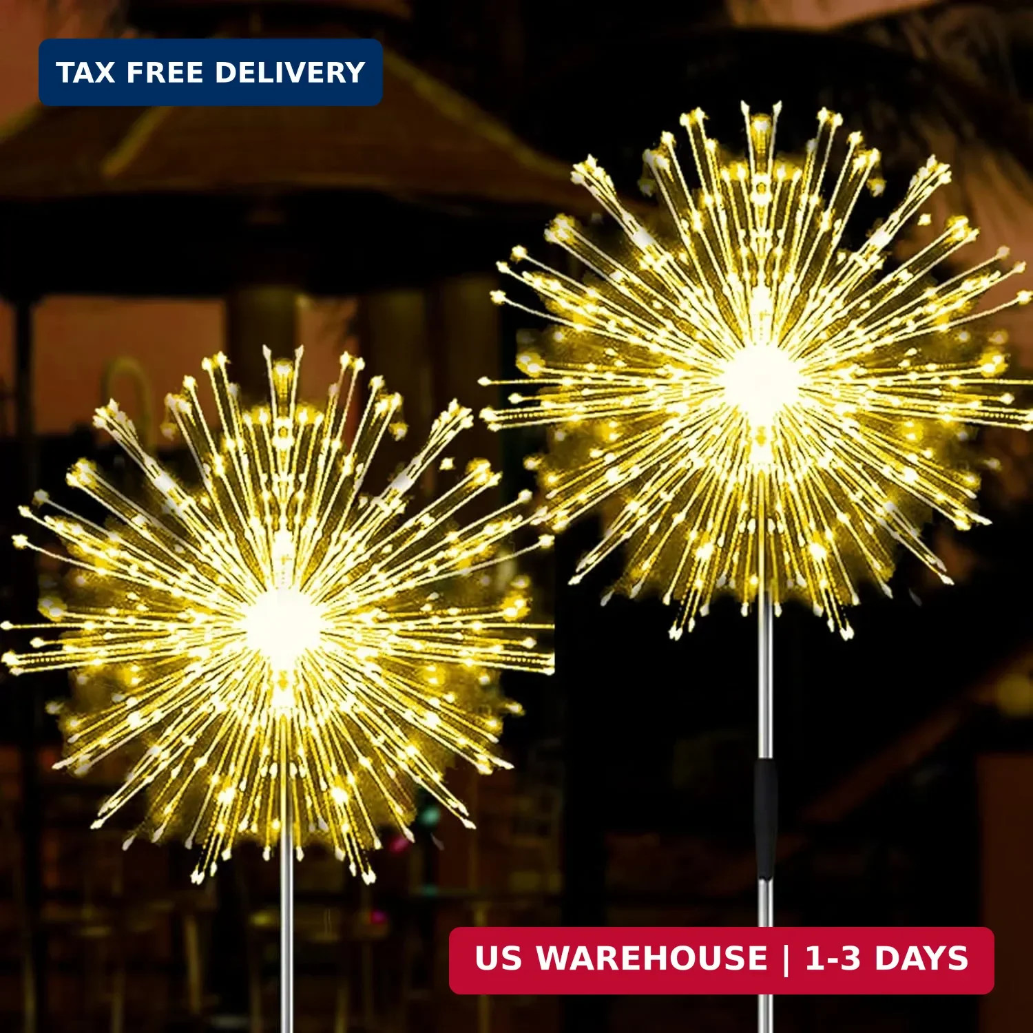 JJGoo Outdoor Solar Lights Firework, 2 Pack 120 LEDs Waterproof Solar Lights for