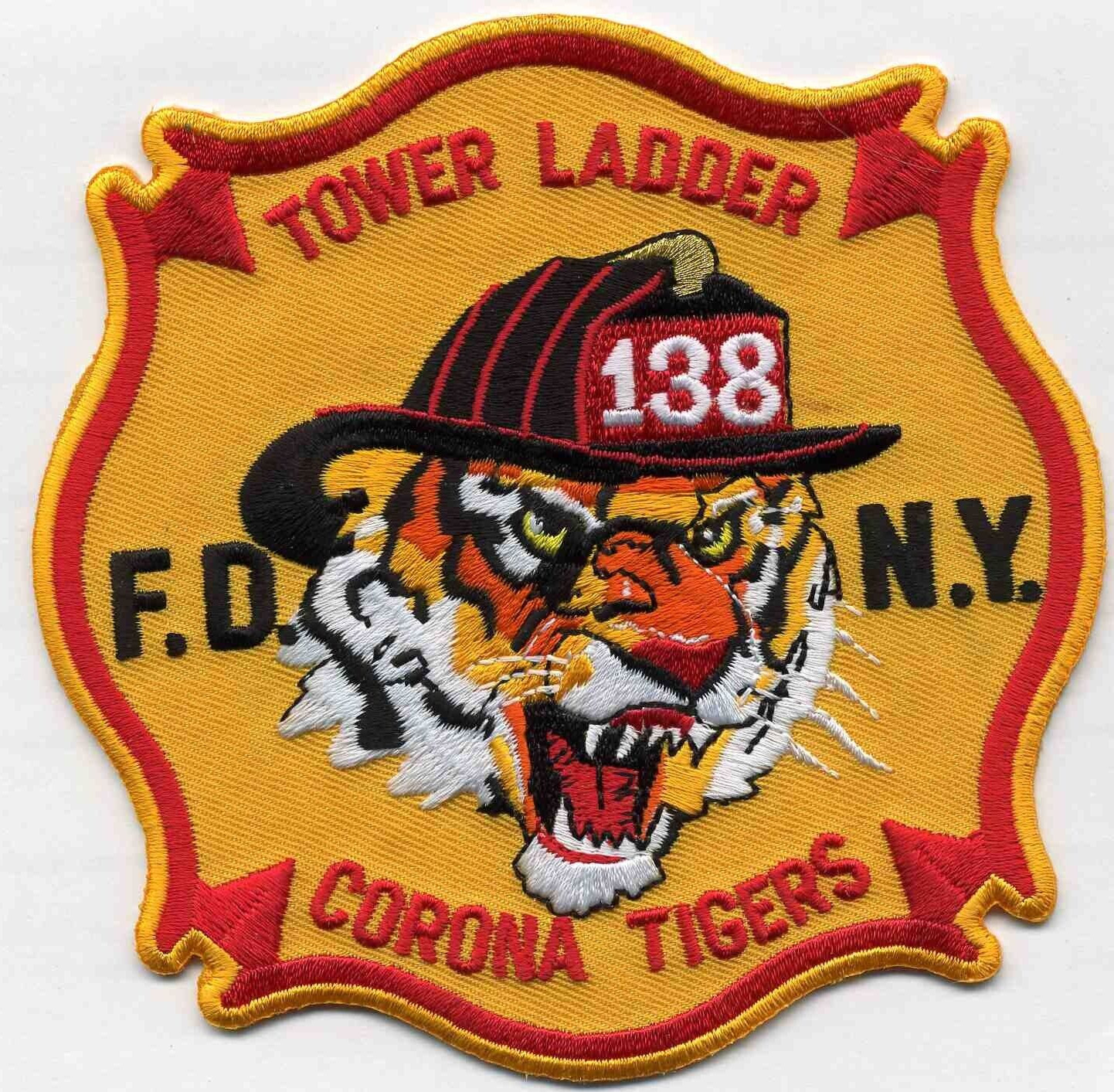 New York City Tower Ladder - 138 "Corona Tigers" (4.5" x 4.5") fire patch