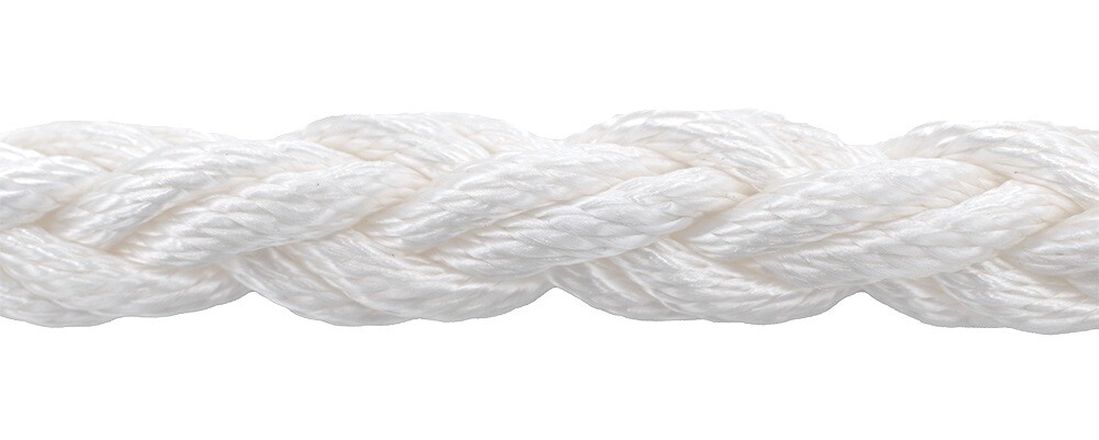 Yale Cordage 7582024R Bainbridge YNB24WT 3/8" White 8-Strand Nylon Brait Rope
