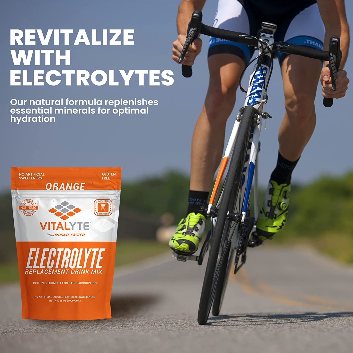 Vitalyte Electrolyte Powder Drink Mix Bundle, Pouch + Packets, Orange Flavor