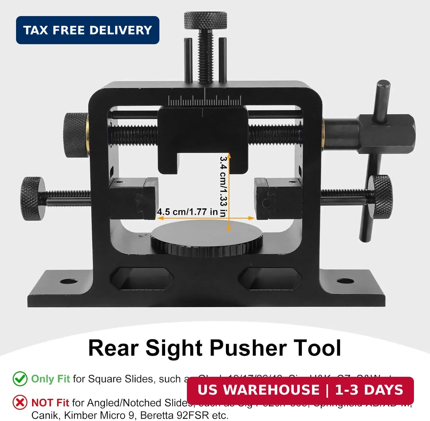 Heavy Duty Rear Sight Pusher Tool with Front Sight Adjustment Kit for Removing a