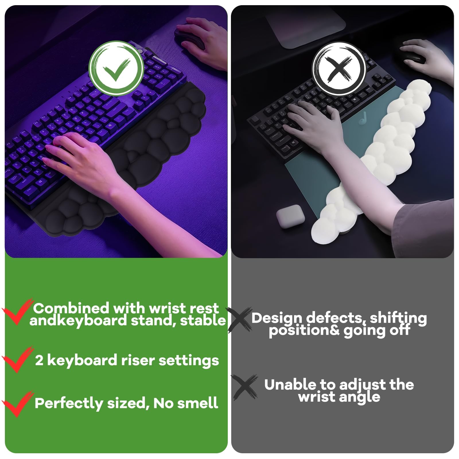 Ergonomic Wrist Rest for Keyboard and Mouse, Soft Memory Foam Cloud Keyboard ...