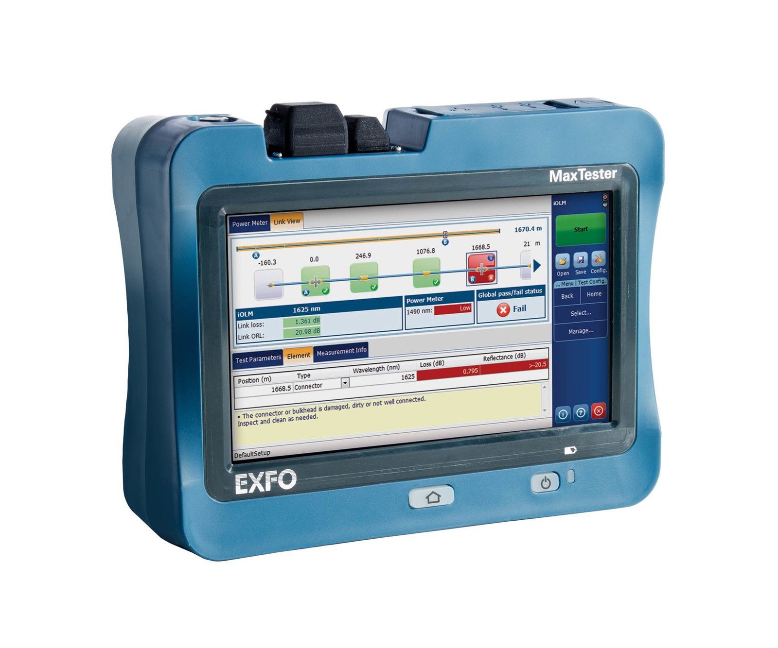 EXFO MAX-730C-SM1-OTDR-EA Optical Time Domain Reflectometer Singlemode PON 1310/