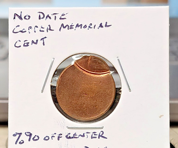 No Date Copper Memorial Cent - %90 Off Center Strike - UNC