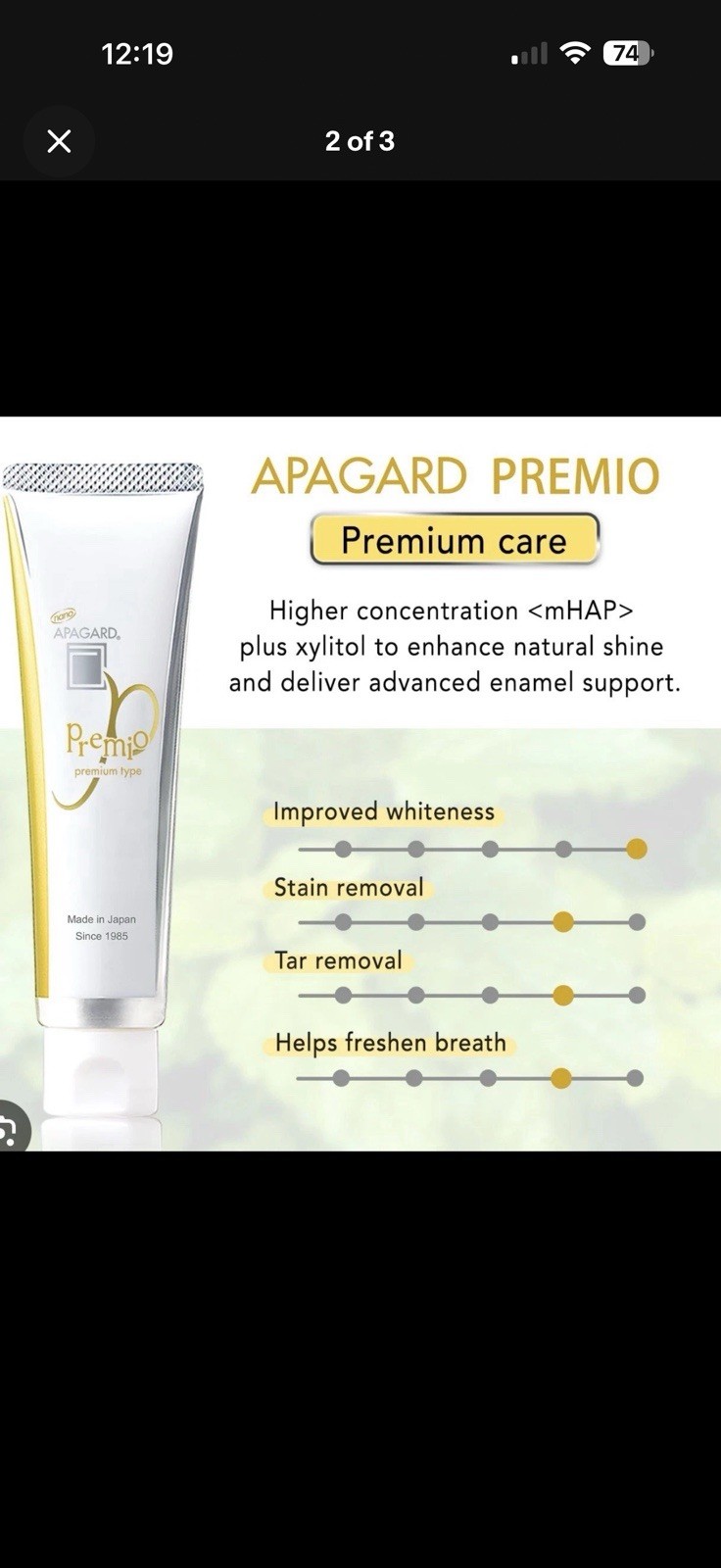 Apagard Premio toothpaste 105g / 3.70oz (from US warehouse)