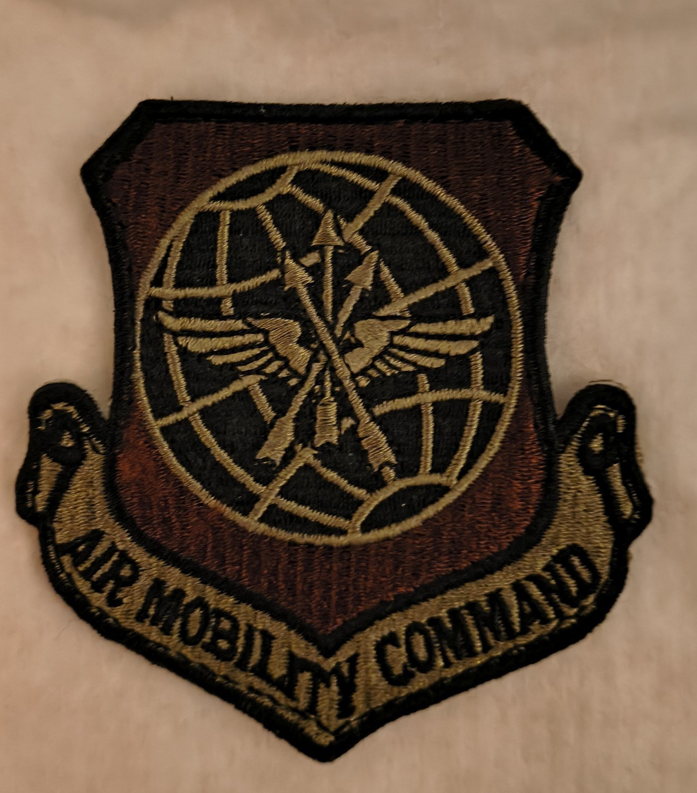 USAF Air Mobility Command OCP Spice Brown Patch W/ Hook Fastener AMC MAJCOM