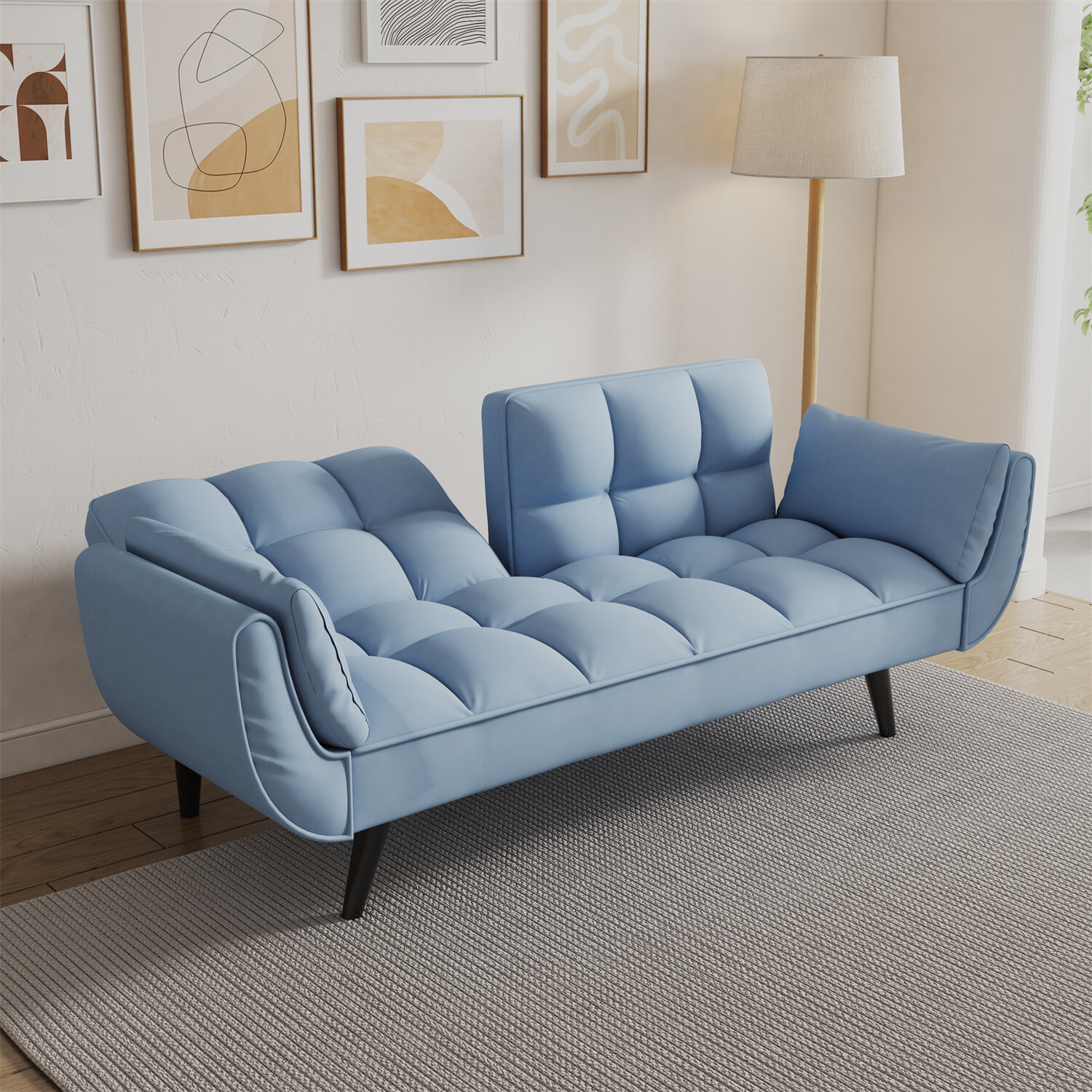 57'' Convertible Sleeper Sofa Bed Velvet Loveseat Sofa 2-Seater Sofa Couch