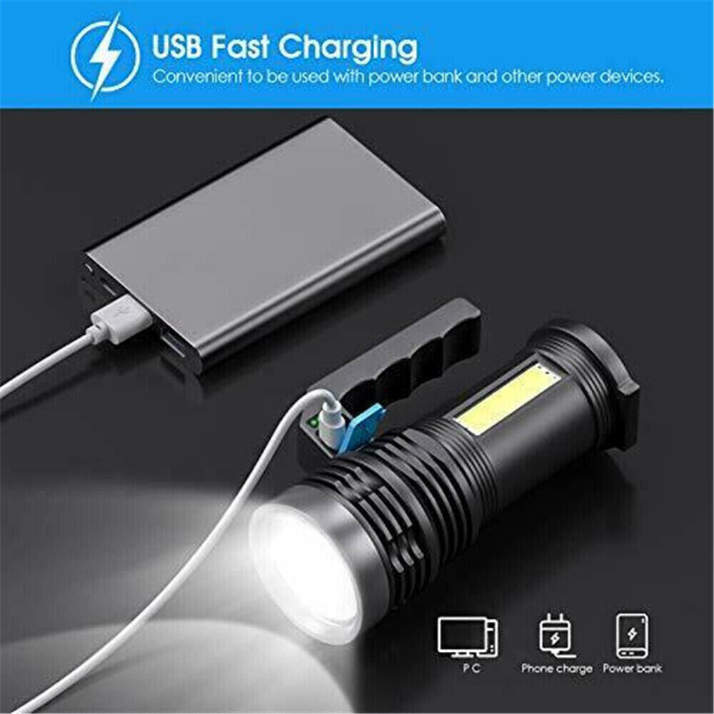 Bright LED Flashlight High Lumens Tactical Flash Light USB Rechargeable Torch