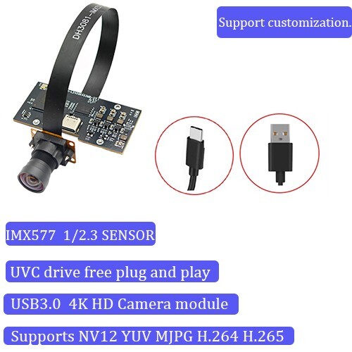 12MP 4K 1/2.3" IMX577 Sensor UVC USB3.0 Camera Module for Windows Linux Mac