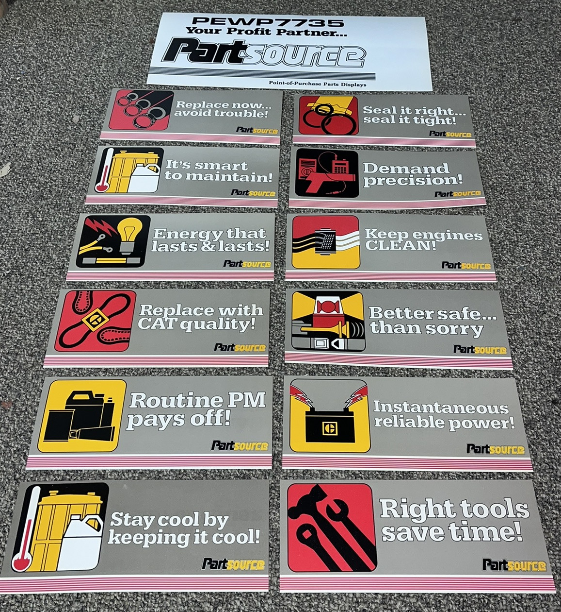 Vintage CAT Point of Purchase Parts Display Shelf Sign - Partsource Sales NOS
