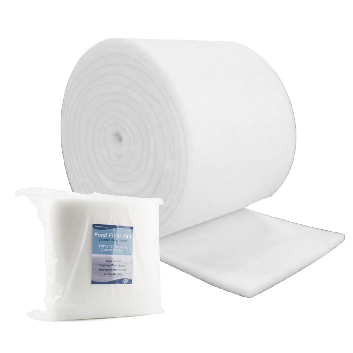 White Koi Pond Filter Pad Fine Bulk Roll- Cut to Fit - Durable Fish Pond Filt...