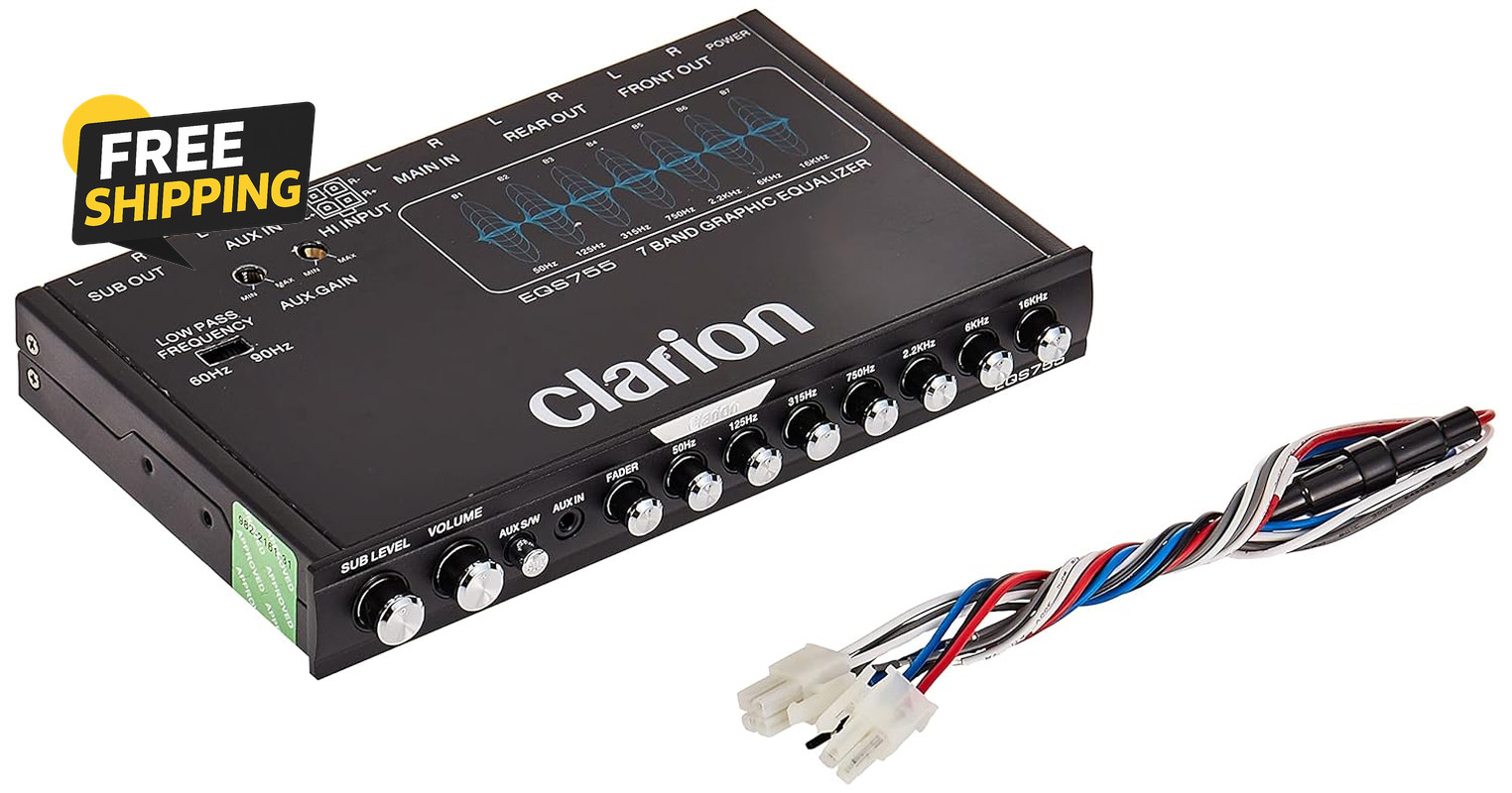 EQS755 7-Band Car Audio Graphic Equalizer with Front 3.5Mm Auxiliary Input