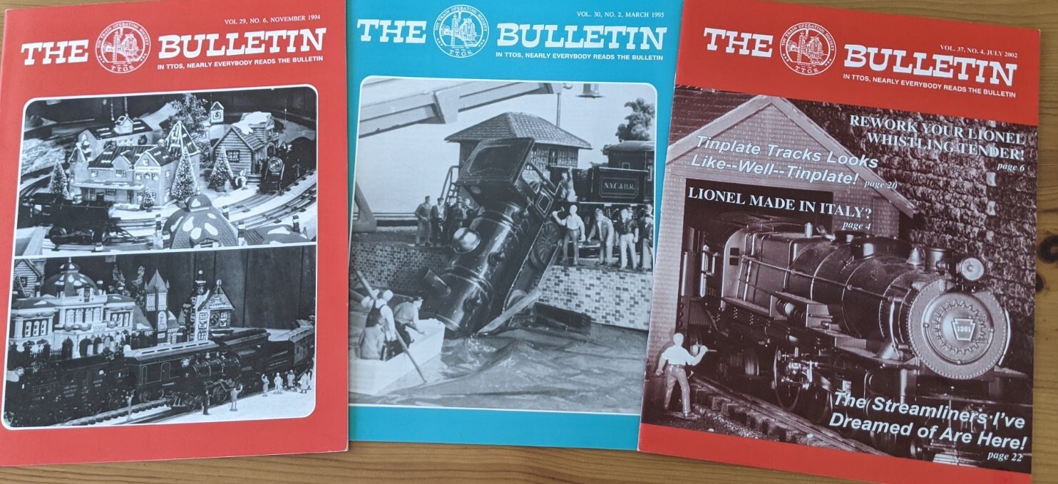 Three Bulletin Toy Train Operating Society Magazines 1994 1995 2002