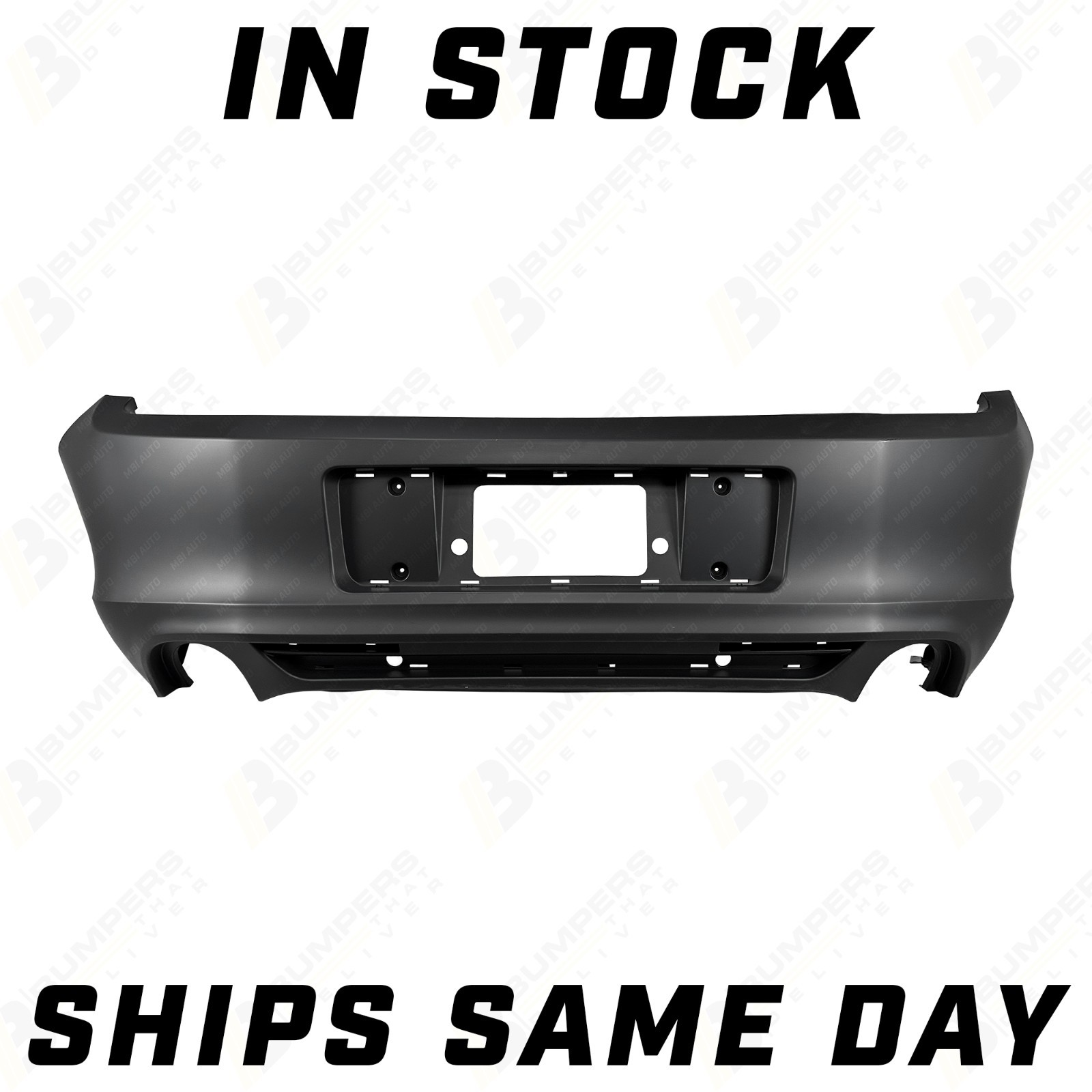 NEW Primered -- Rear Bumper Cover for 2013 2014 Ford Mustang Without Park Assist