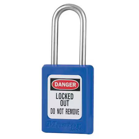 Master Lock S33blu Lockout Padlock, Keyed Different, Thermoplastic, Blue, 1 1/2