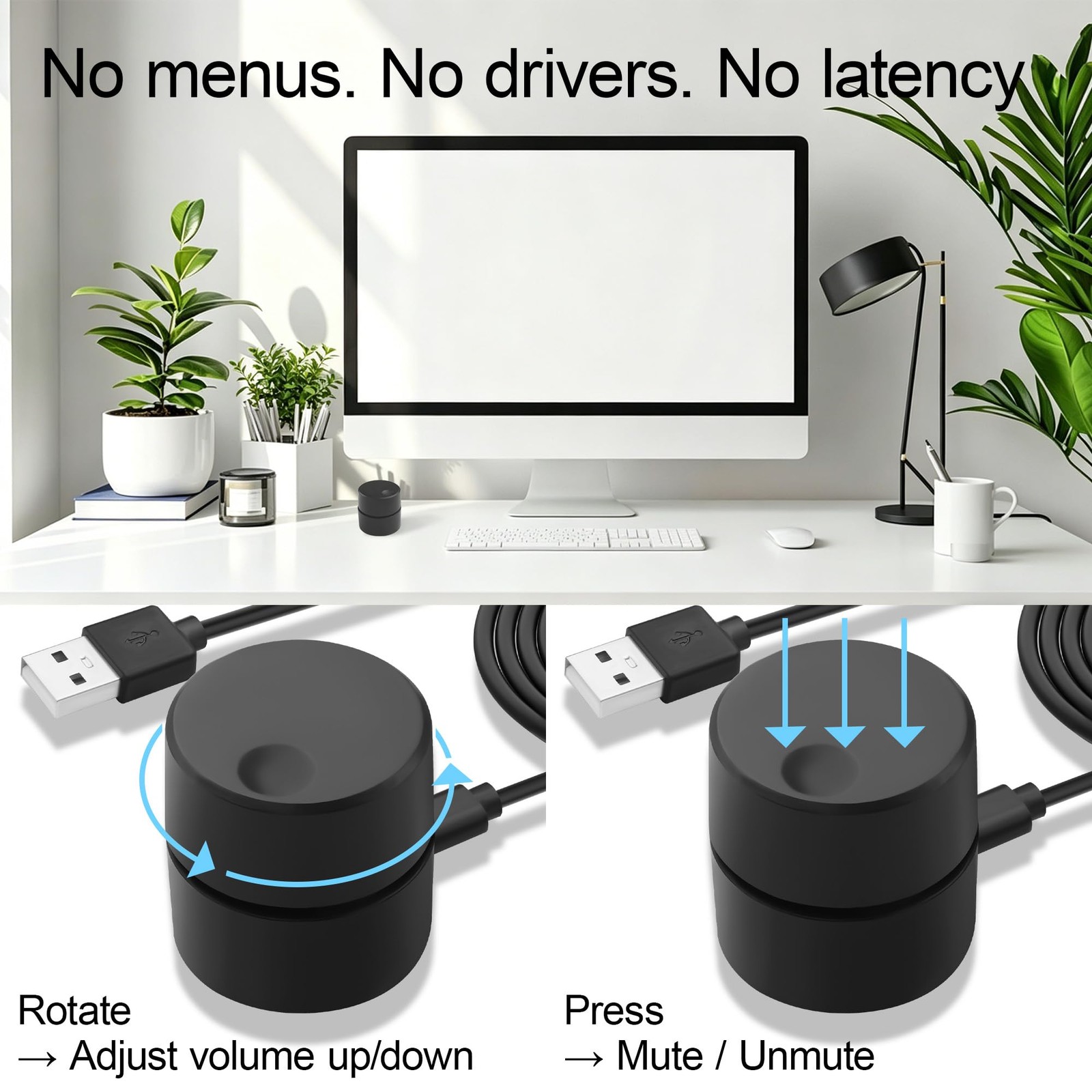 USB Volume Control Knob – Physical Audio Control with Magnetic Base