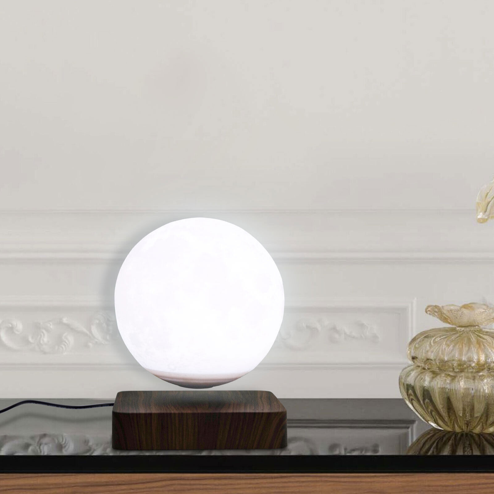 Magnetic Levitating 3D Printed Moon Lamp LED Night Light Touch Switch