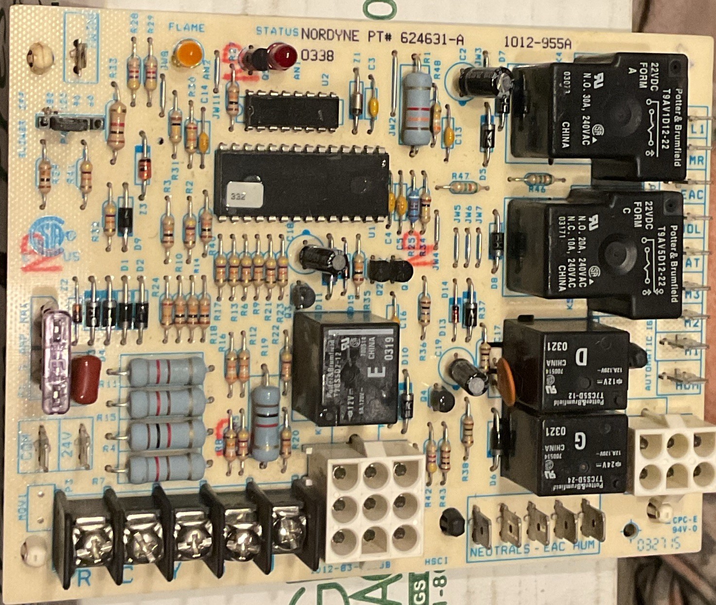 Furnace Control Board 624631-A 1012-83-9555B Nordyne