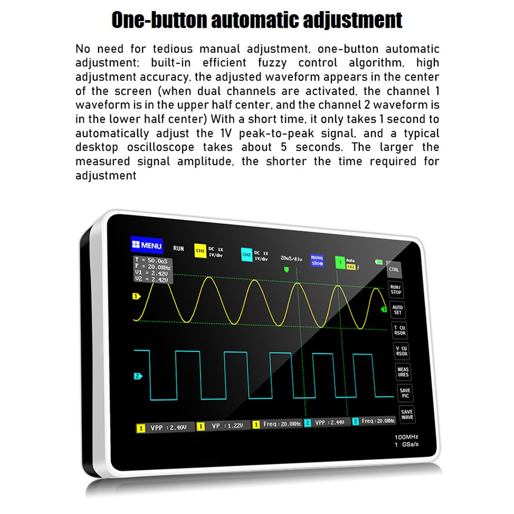 For FNIRSI Digital Tablet Oscilloscope 2CH 100MHz Mini 7" Touch Panel