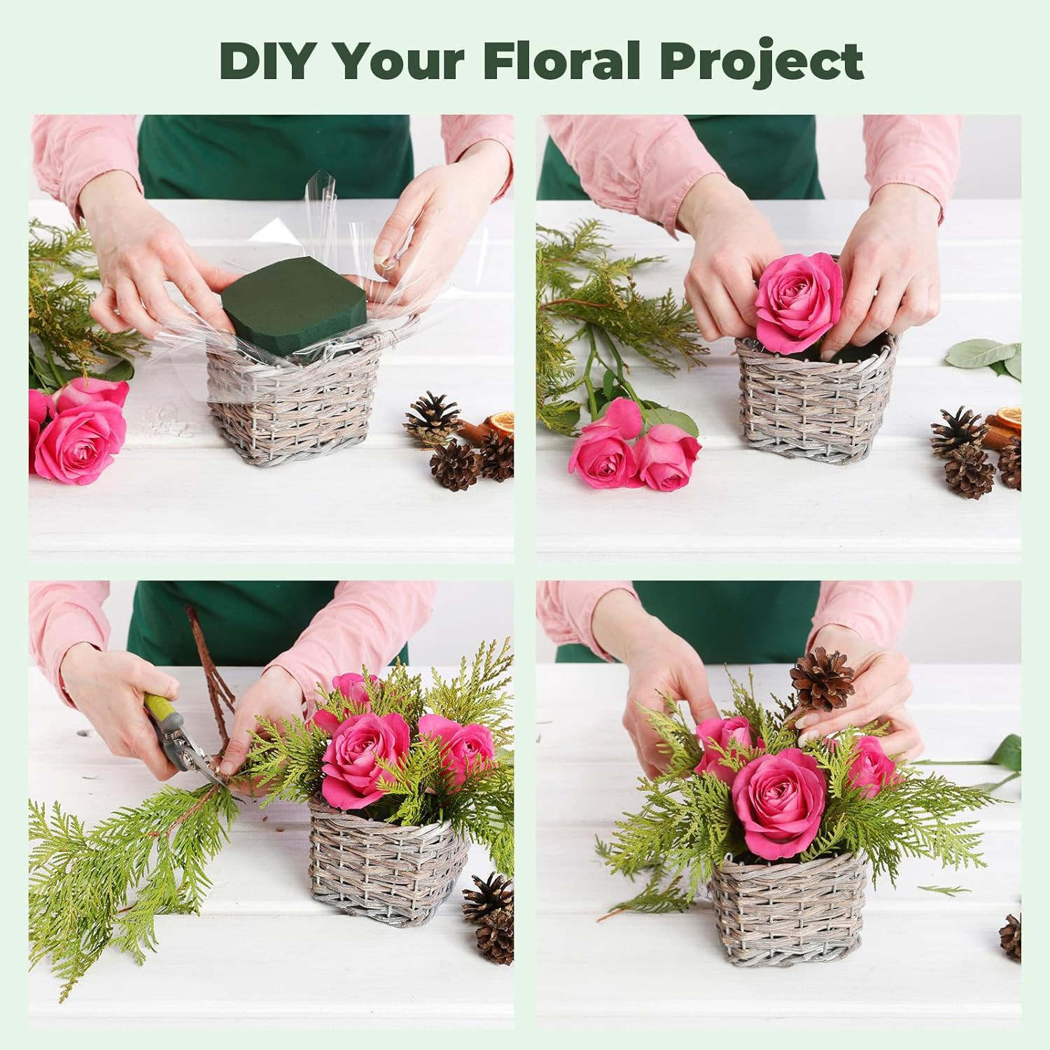 Upgraded 6 Pack Floral Flower Foam Blocks, Green Plant Foam for Flower Arrangeme