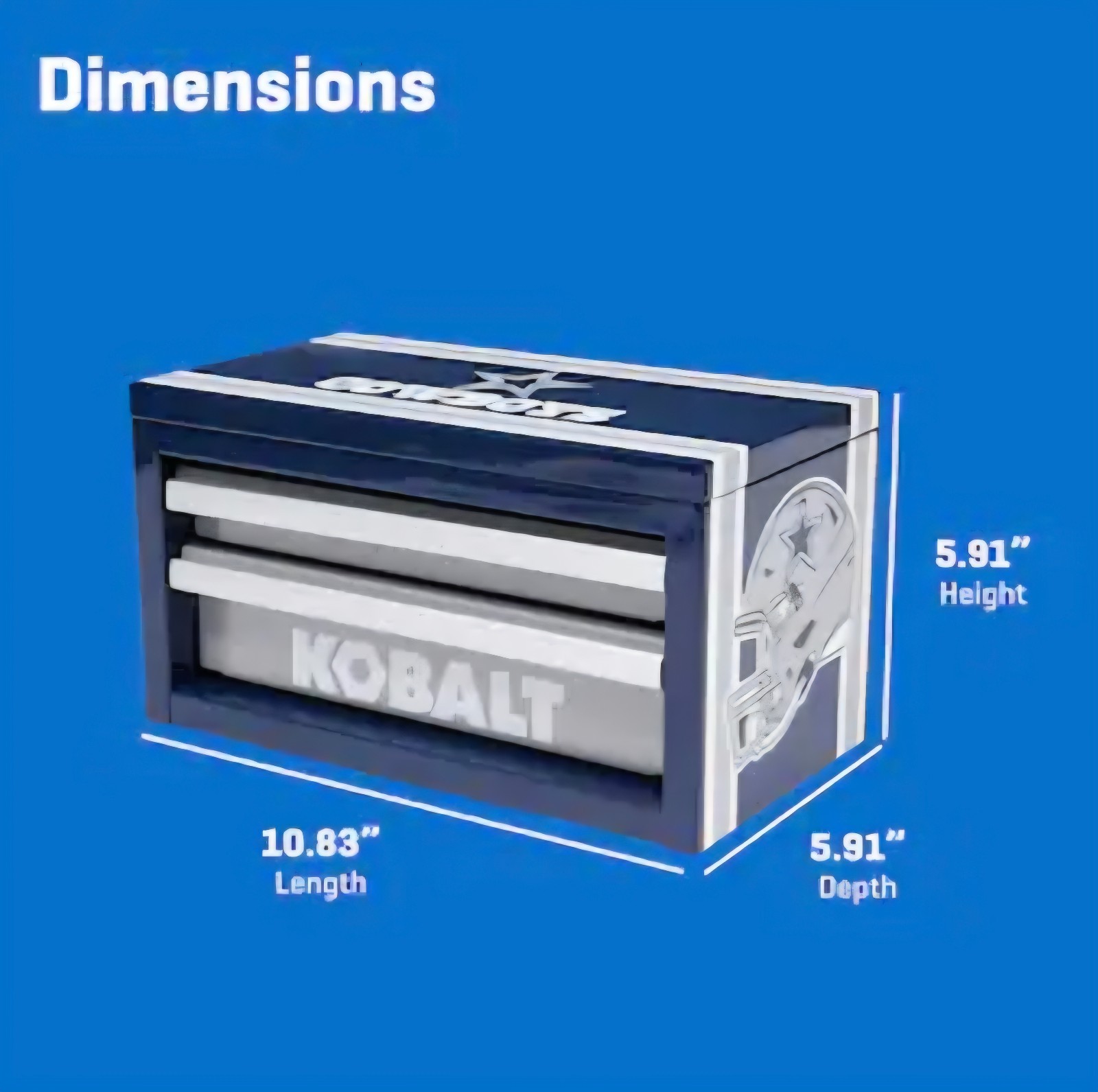 LIMITED EDITION Dallas Cowboys Kobalt Mini Toolbox 2 Drawer Gray Metal RARE