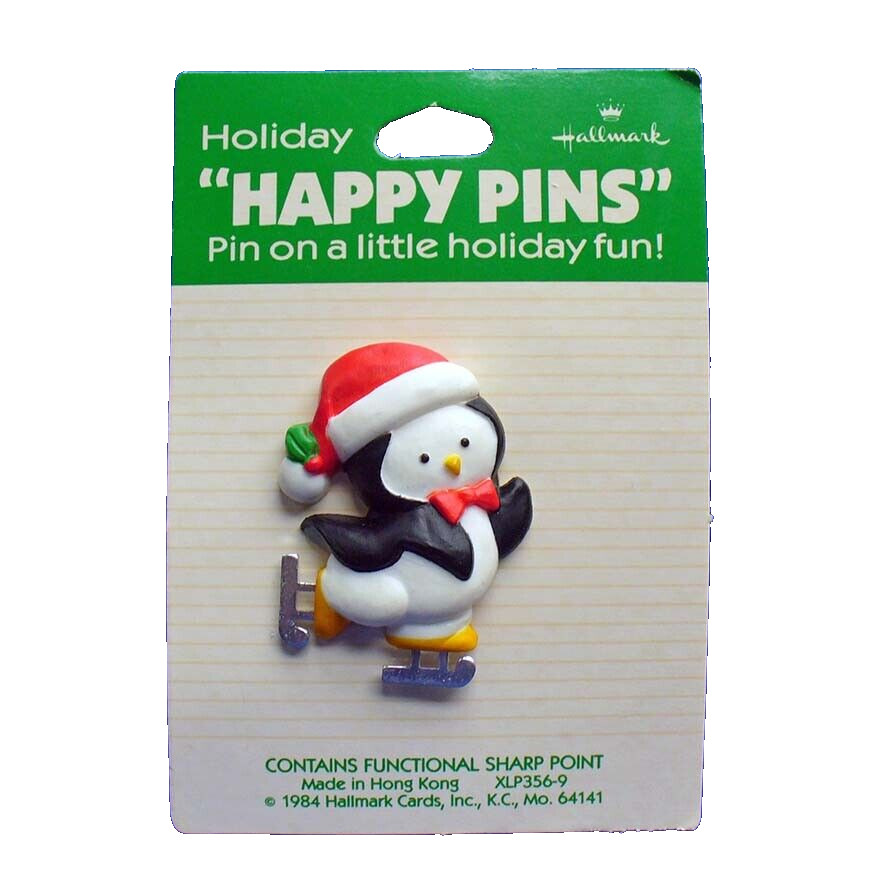 Hallmark PIN Christmas Vintage PENGUIN Ice SKATING Tuxedo Holiday Brooch NEW*