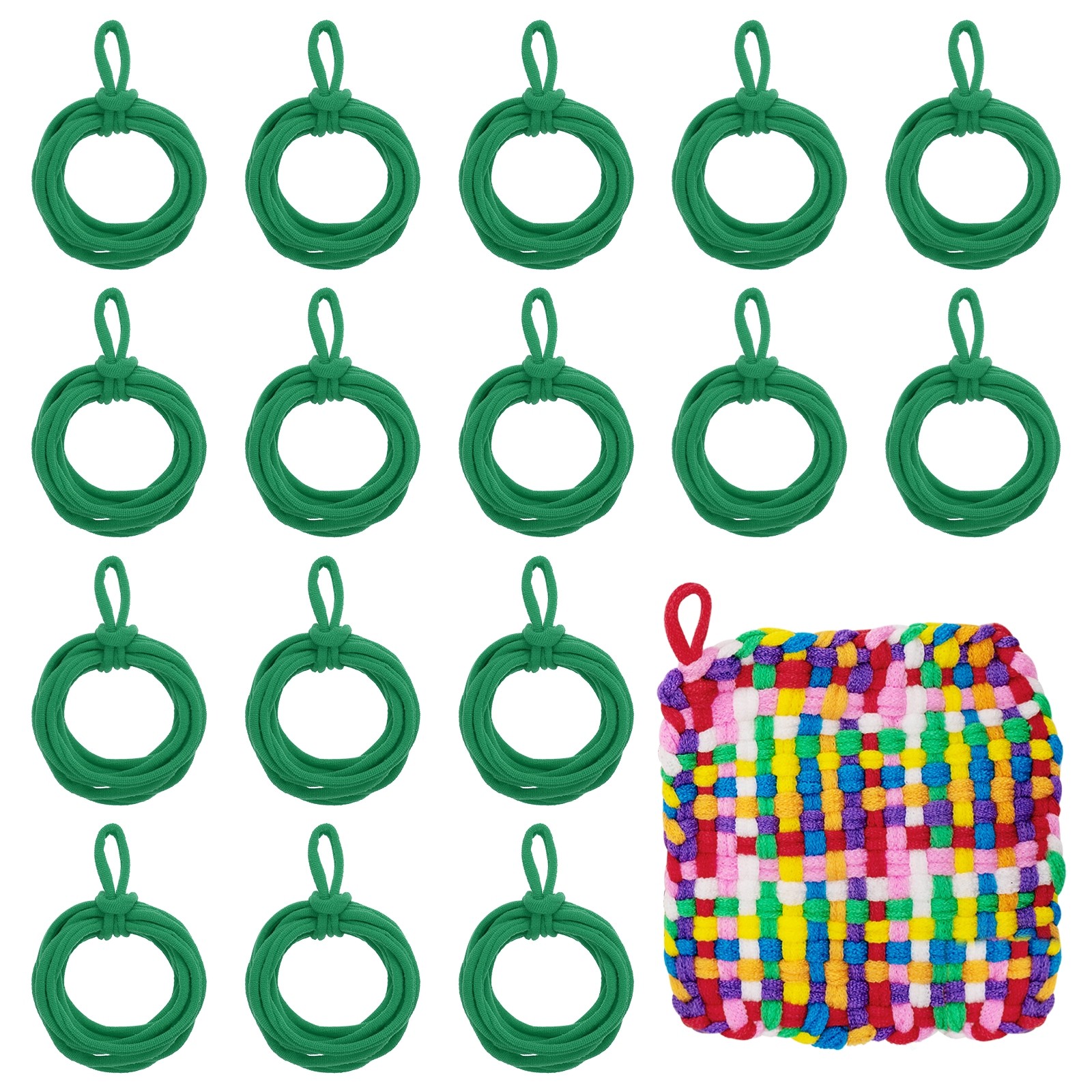 100 Pcs Potholder Loom Refill Loops, Elastic Potholder Weaving Loops, Green