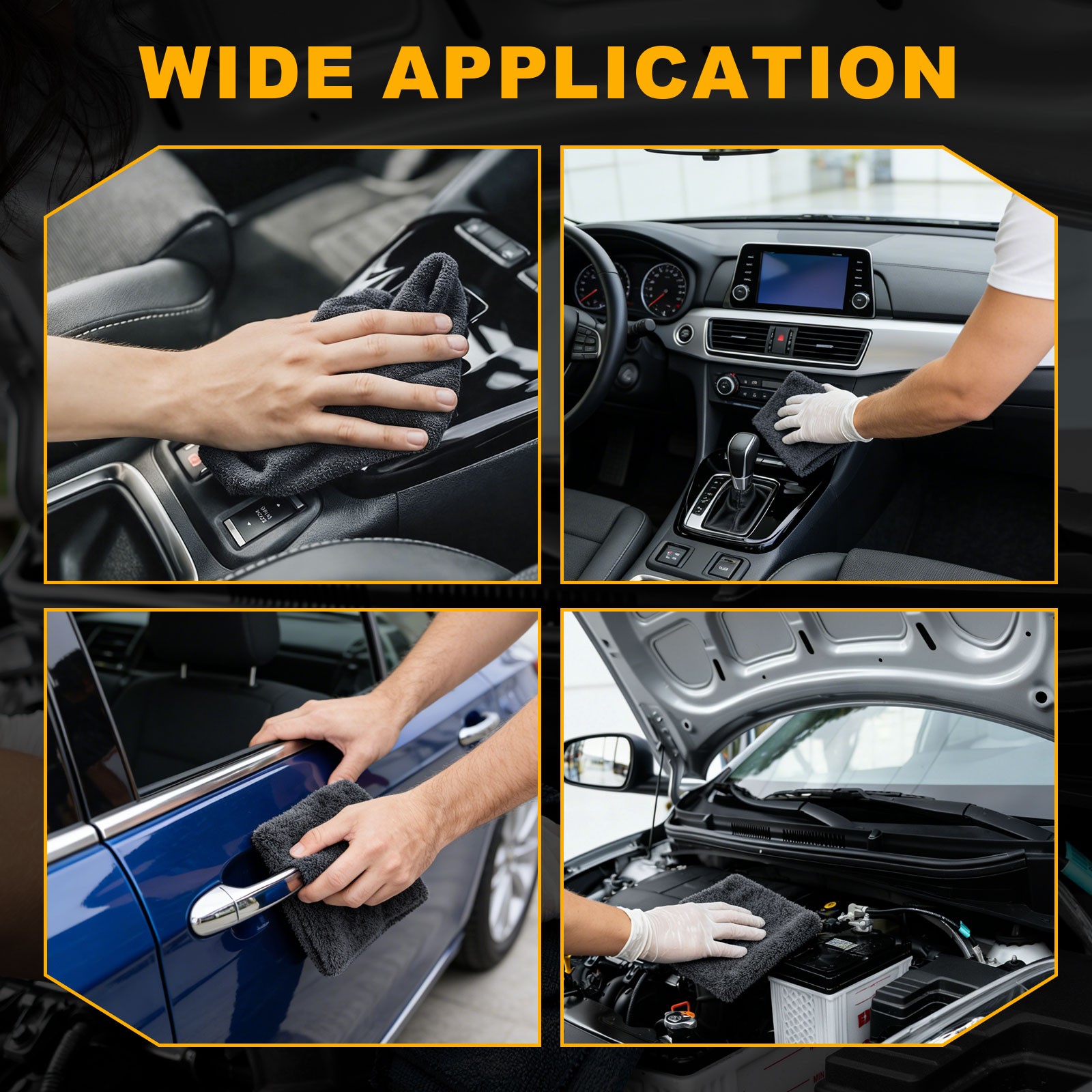 16x24" Microfiber Car Towels 2 Layers Grey 1300GSM