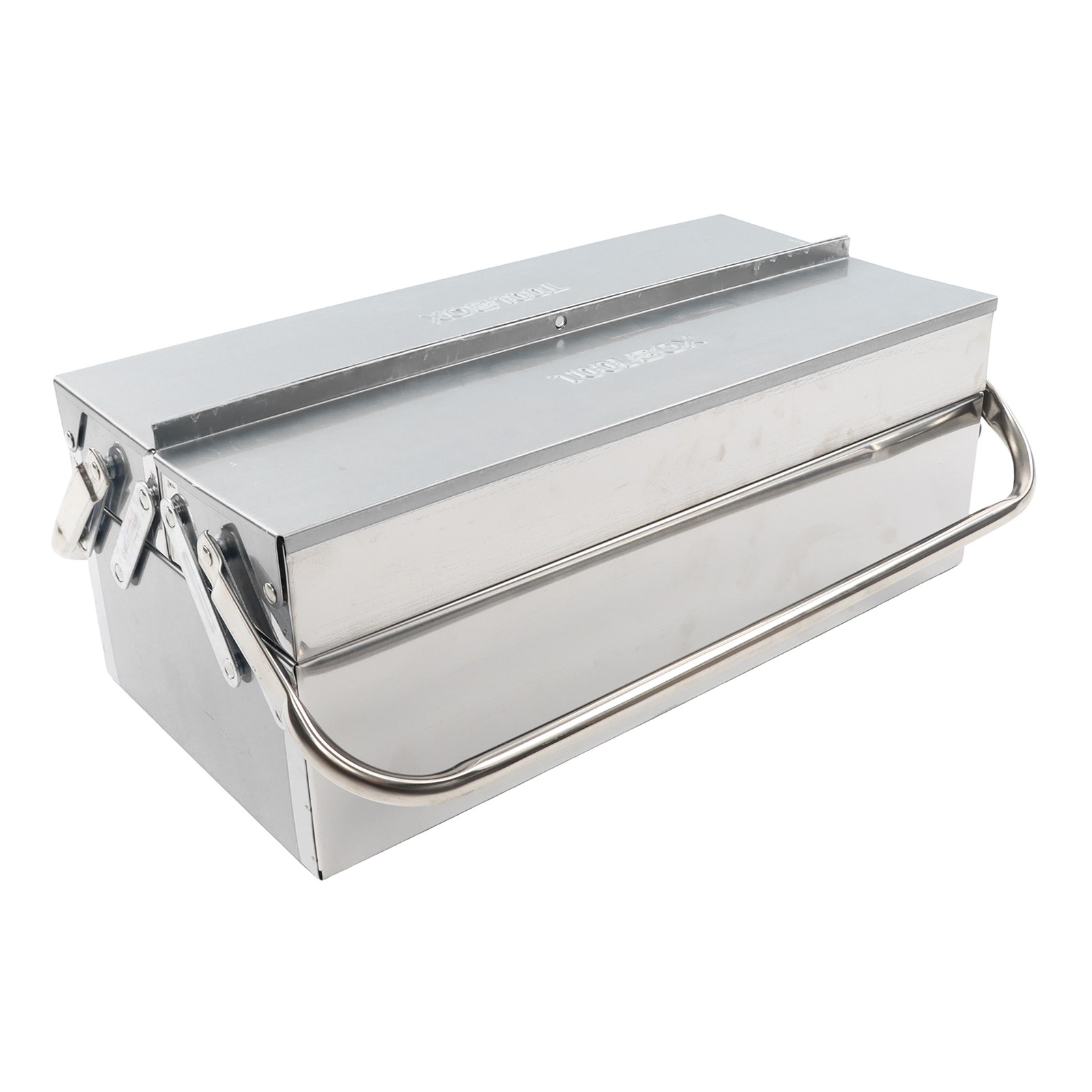 Stainless Steel Tool Box 14/16.5/18/21" Folding 2-Tier 3-Tray Cantilever Toolbox