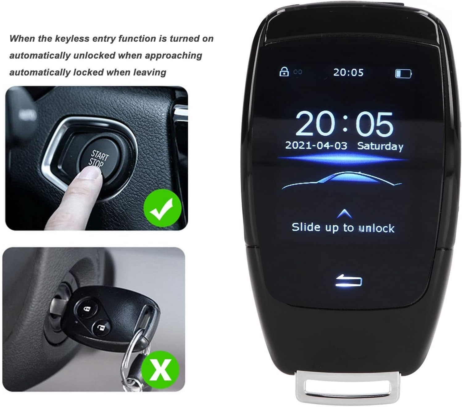 Smart Remote Key,TK900 LCD Smart Key Remote Keyless Entry for Start Stop Engine