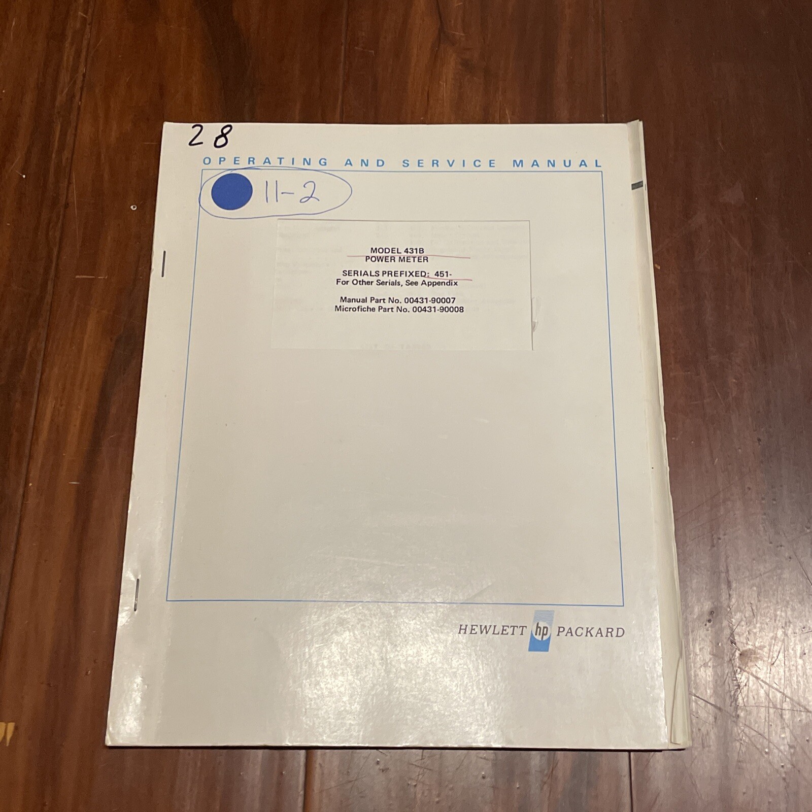 HP 431B Power Meter Operating & Service Manual 00431-90007 Jun 1966