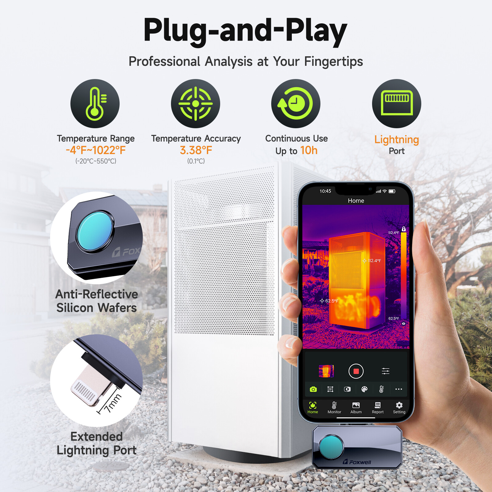 For Android Tablets Windows FOXWELL RT100 Mini Infrared Thermal Camera Imaging