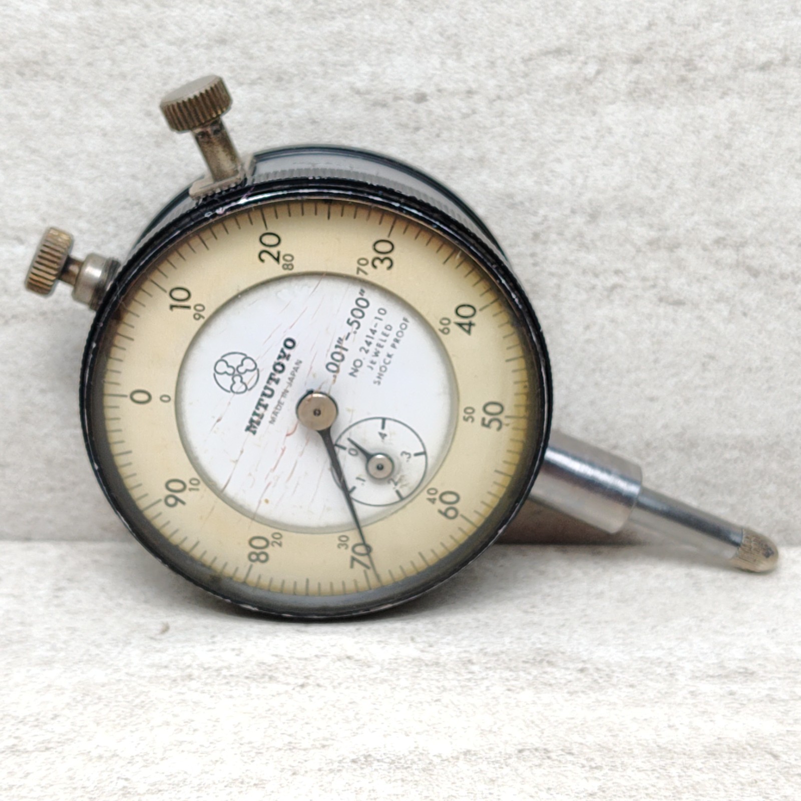 Mitutoyo 2414-10 Flat Back Dial Indicator .500" Range .0001" Shockproof Jeweled