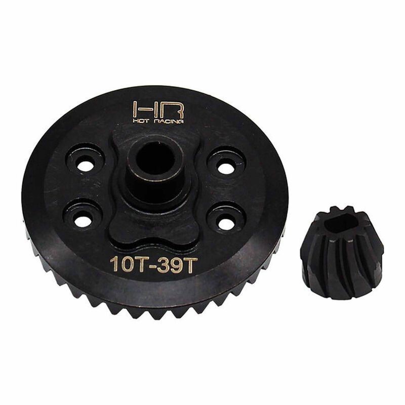 Hot Racing Steel Rear Helical 39T Ring Gear & 10T Pinion Gear Set, 1/16 Traxxas