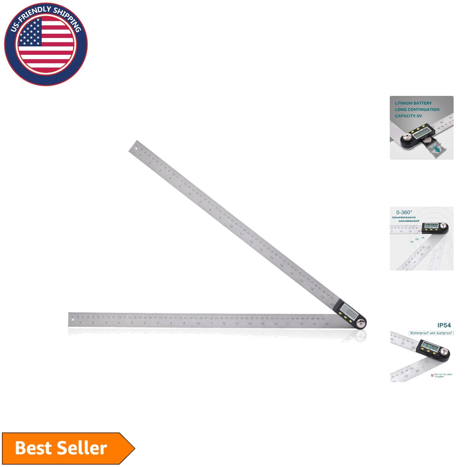 Digital Angle Finder Ruler - 20'' Stainless Steel Tool for Woodworking Mastery