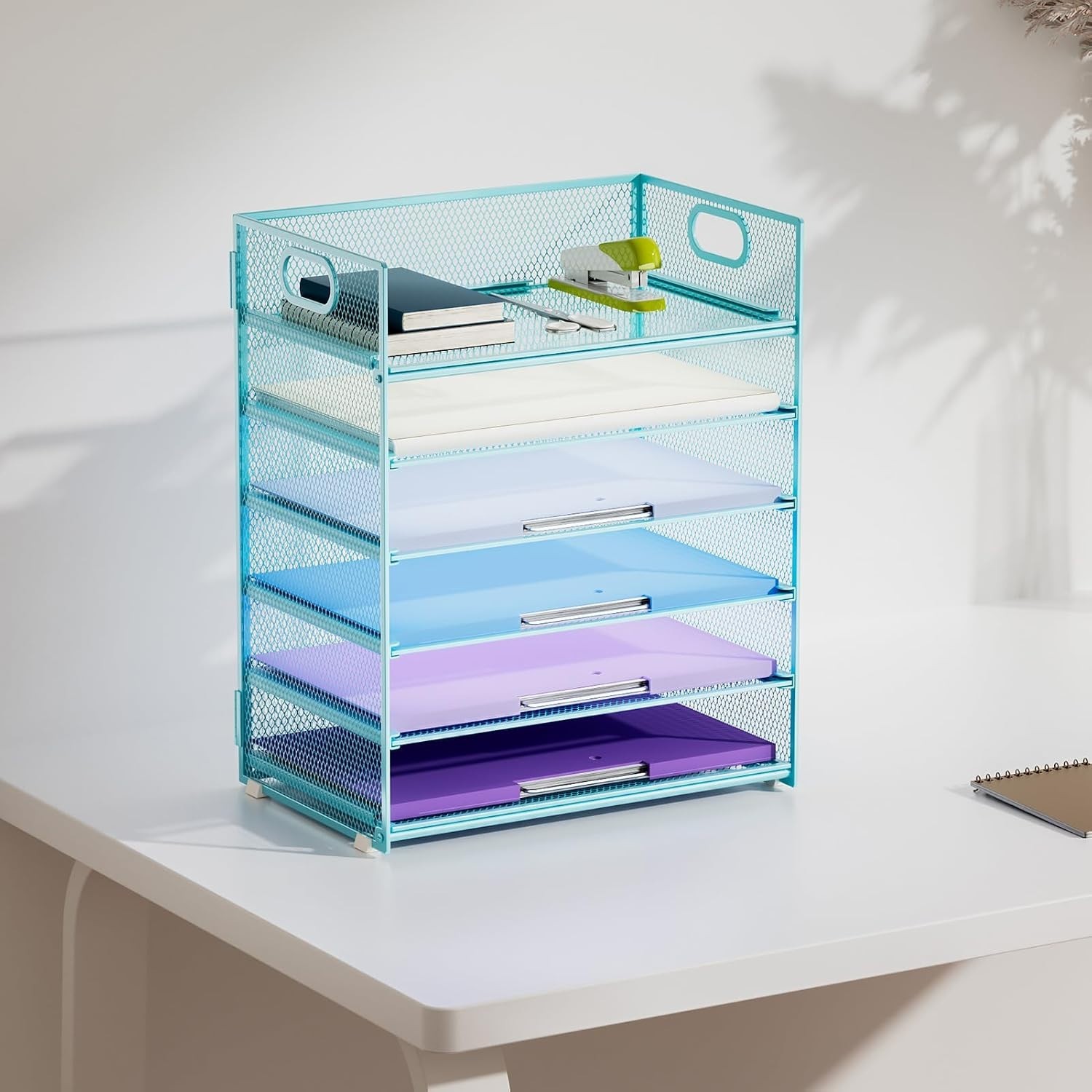 Stylish Blue Mesh Paper Organizer - 2 Pack