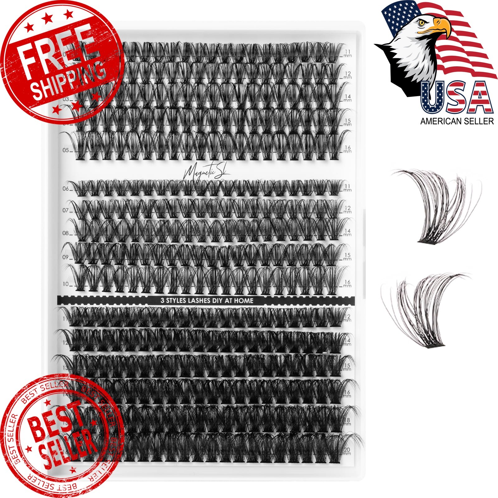 Magnetic SL Lash Clusters 320pcs 40D 50D 100D No Glue