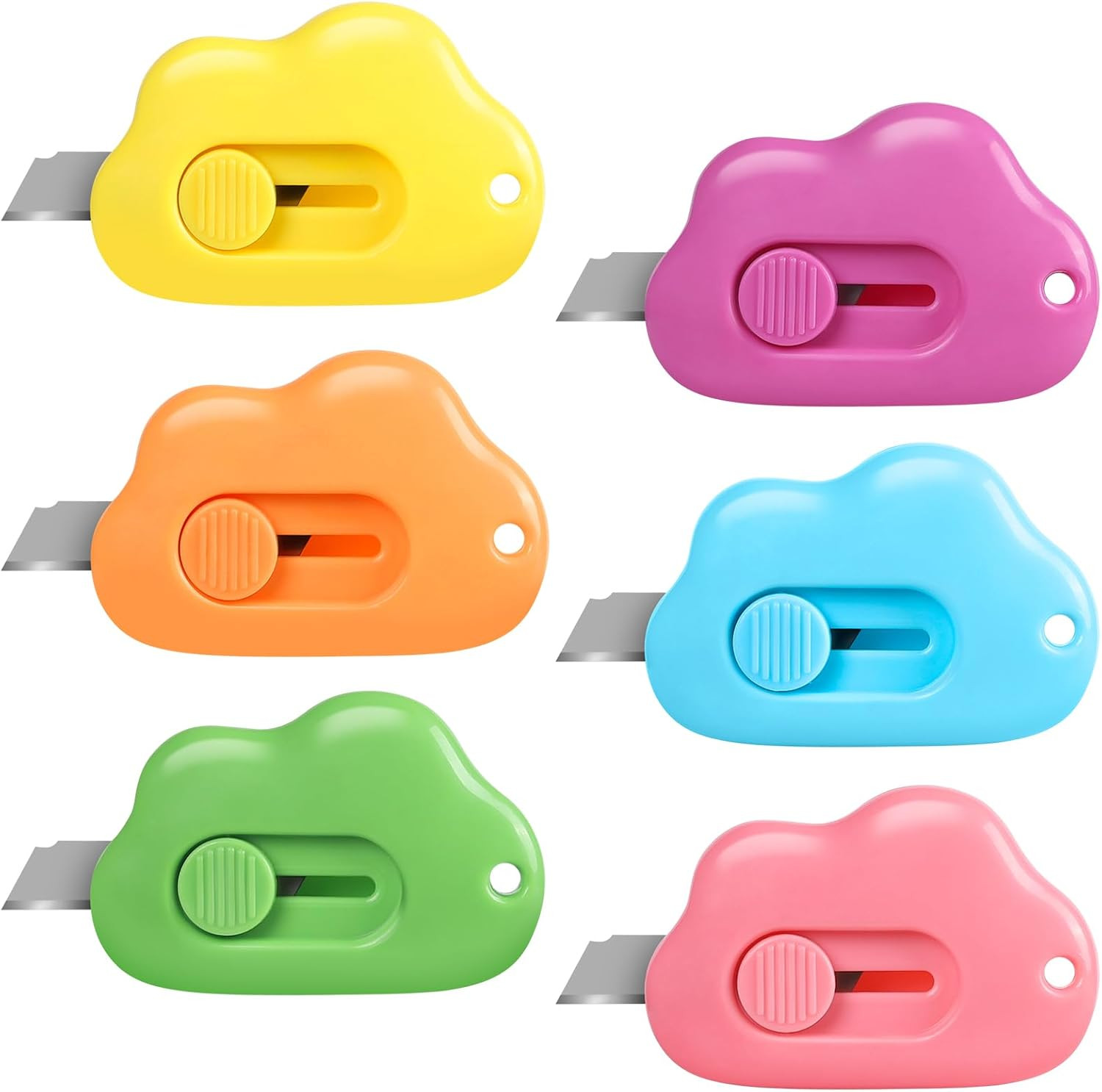Cloud Box Cutter Retractable, 6Pcs Mini Utility Knife Letter Opener Envelope Sli