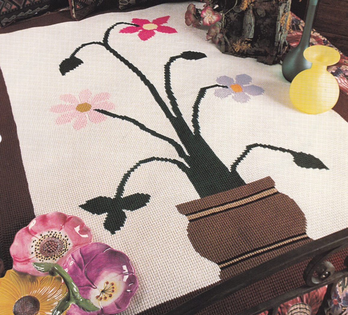 Crochet Afghan Pattern POT O' FLOWERS AFGHAN Instruction Leaflet Annie's